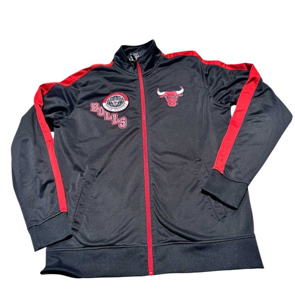 NBA Chicago Bulls Black and Red Men's Zip-Up Jacket size Large